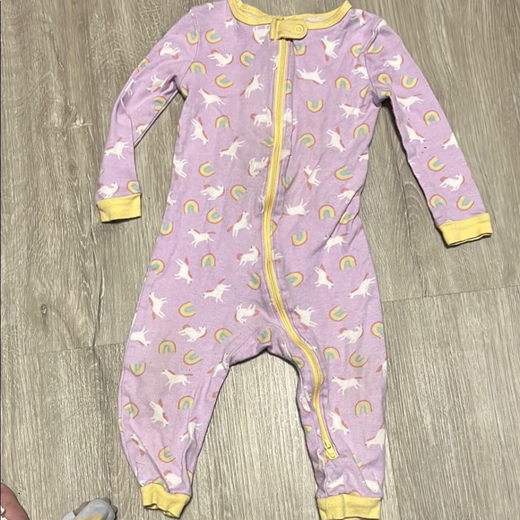 4/$20 Joe Fresh Unicorn and Rainbow Kids One Piece - Purple and Yellow 12-18M - Picture 1 of 1